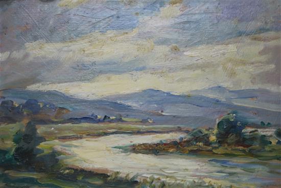 Frank Ernest Beresford (1881-1967), oil on panel, On The Loch, 14.5 x 22cm